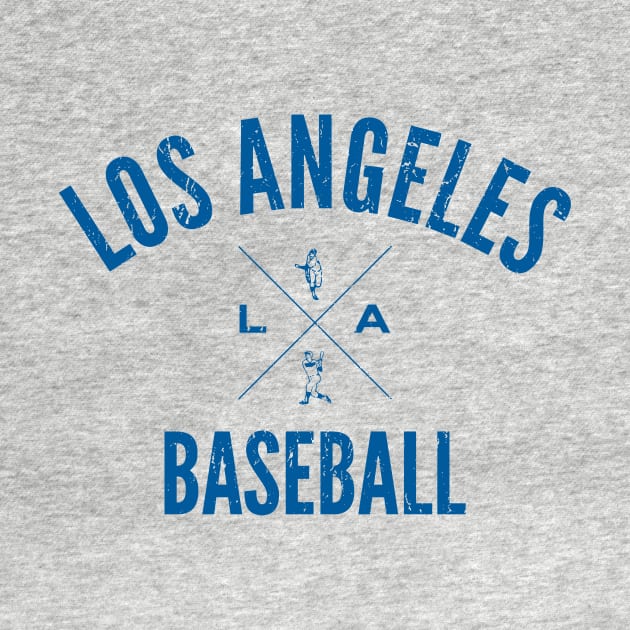 Los Angeles Baseball Distressed Hipster Logo (Blue) by Double-Double Designs